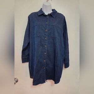 Universal Standard Blue Denim Button-Up Tunic 2XS